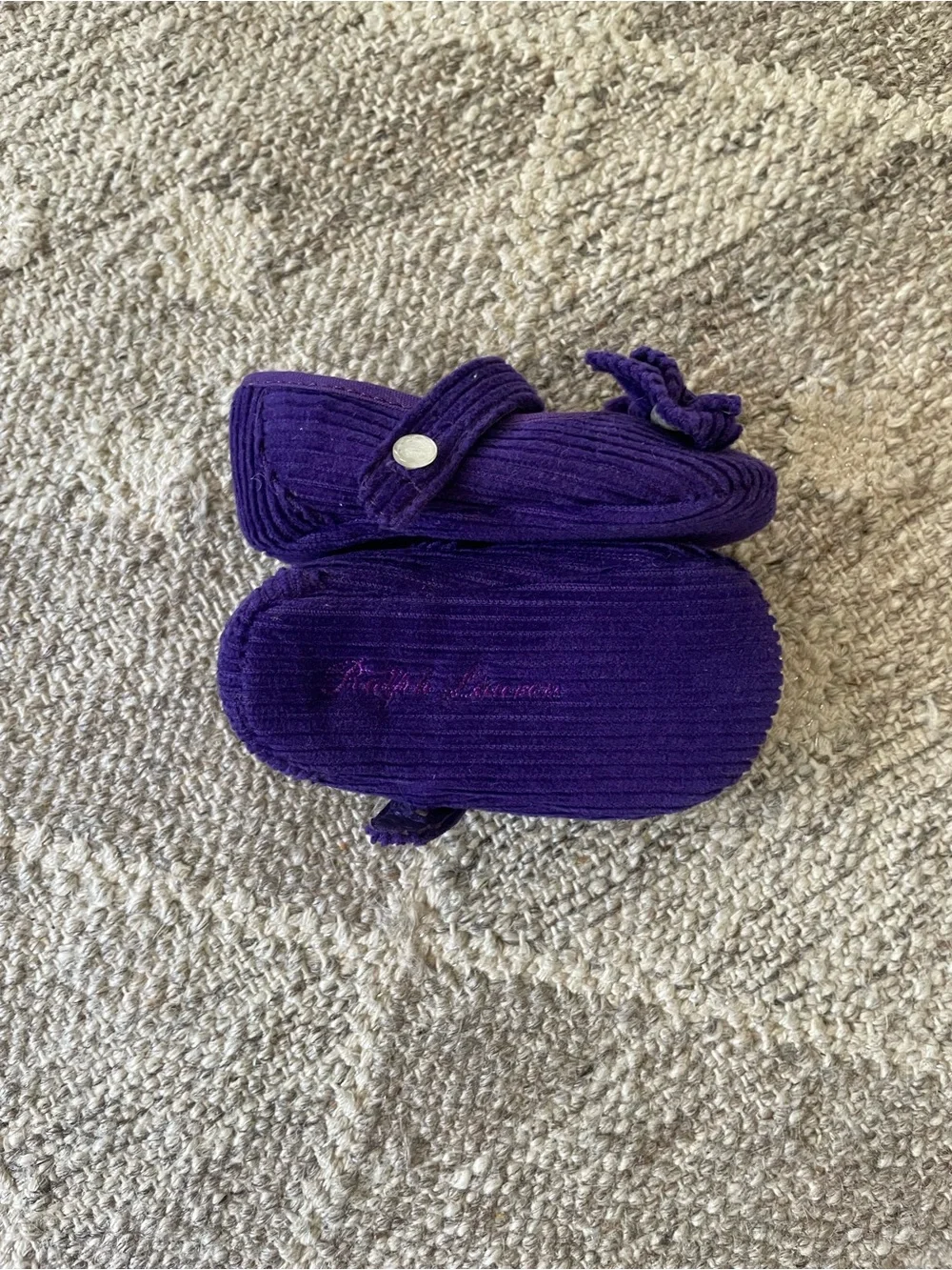 Ralph Lauren Purple Corduroy Mary Jane Baby Shoes with Bow